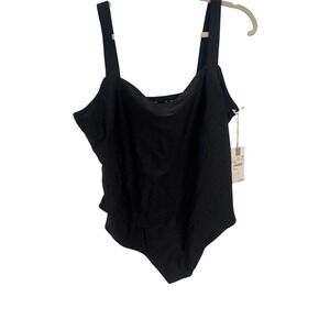 Good American Black Cowl Neck Bodysuit GB0496 Womens 4XL New With Tags